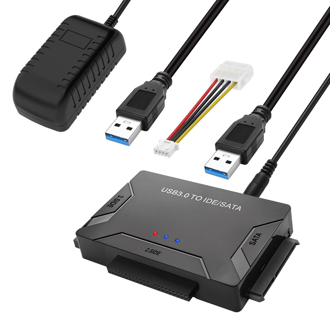 USB IDE oder SATA Adapter, USB 3.0 Festplattenadapter Universal für 2,5/3,5 Zoll SATA HDD/SSD & IDE