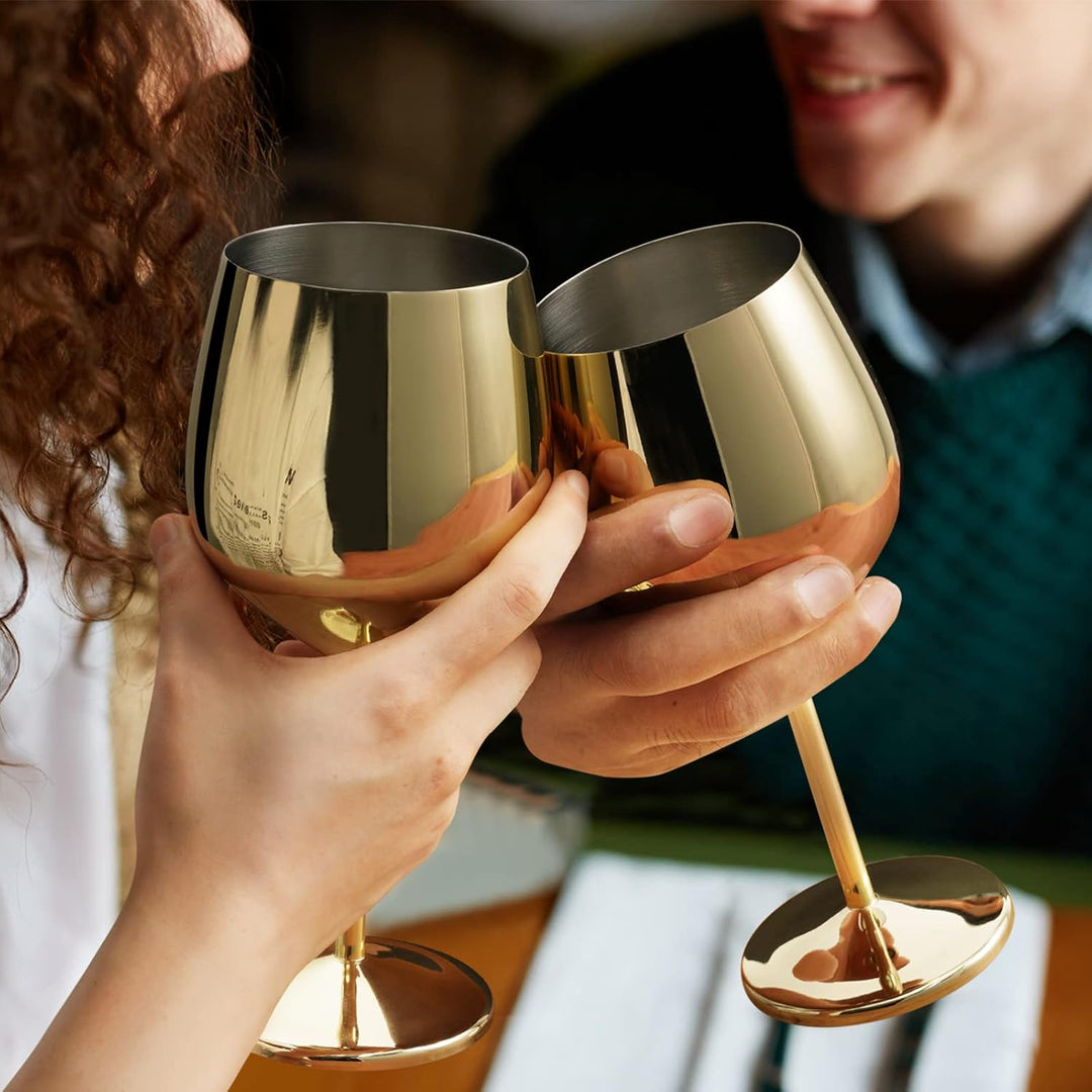 Livole Rotweingläser Set, 18Oz 550ml Weingläser aus Edelstahl, Champagner Gläser, Pokale Gross Bauch
