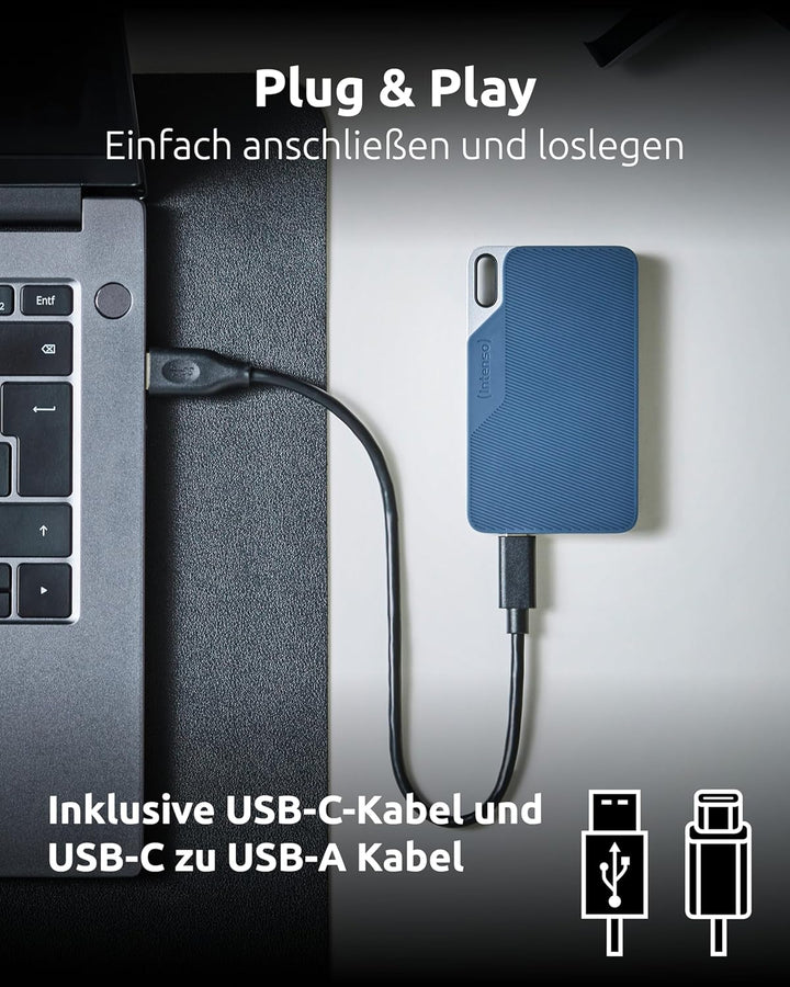 Intenso Externe SSD TX100, 500 GB Portable Solid State Drive, Super Speed USB 3.2 Gen 1x1 (5 Gbit/s)