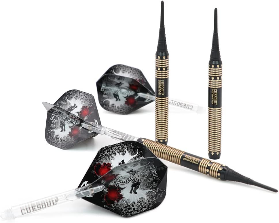 CUESOUL 16 Grams Deluxe Soft Tip Darts Set with Luxury Case（Dragon Series） JL-STL-B1102+D602, JL-STL