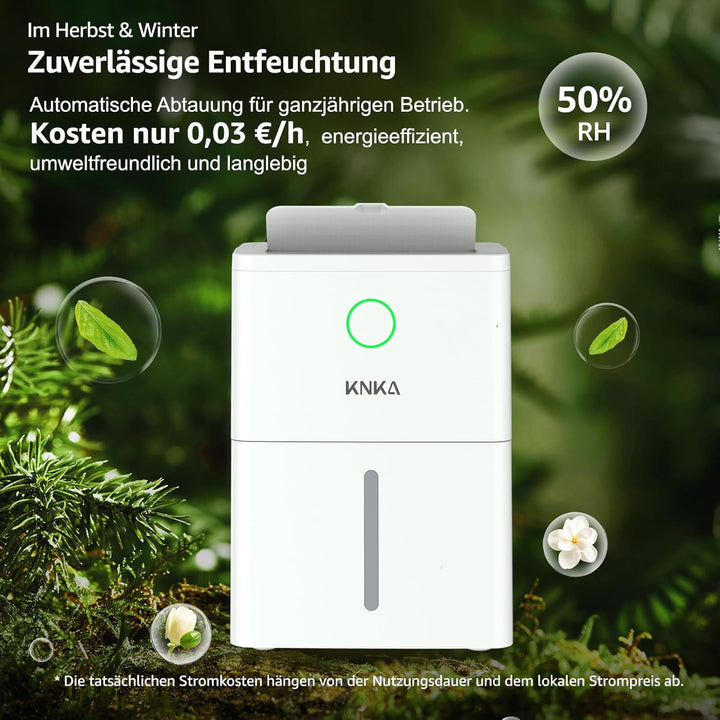 KNKA Luftentfeuchter, 9L/T, Leiser Luftentfeuchter Elektrisch, Raumentfeuchter mit Ablaufschlauch, A