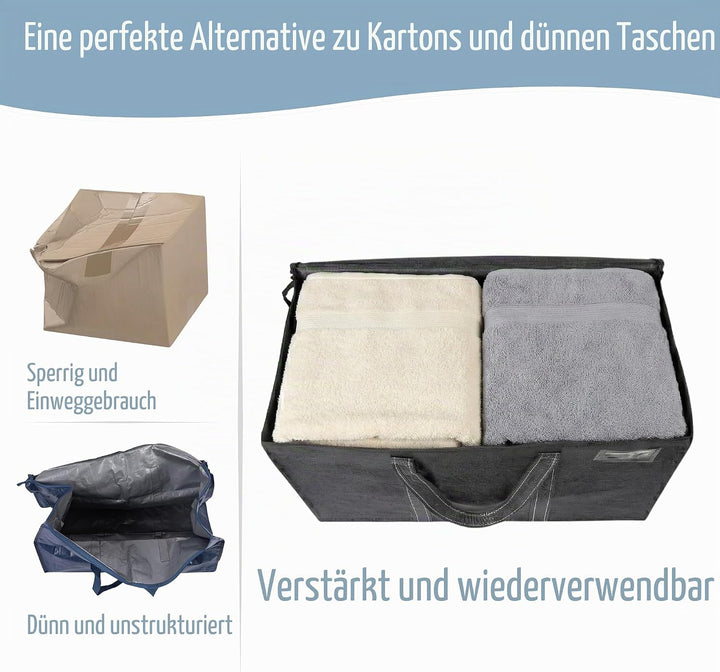 VENO 102 Liter Grosse Aufbewahrungstasche, Aufbewahrungsbox mit Deckel, Starke Griffe Umzugstaschen