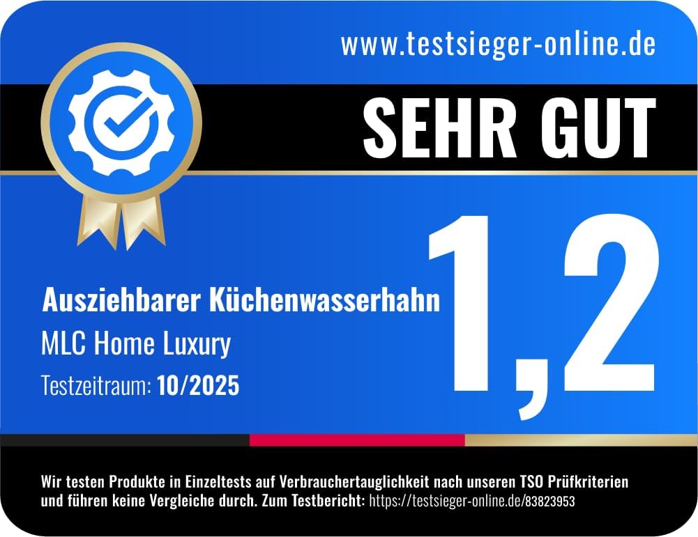 Küchenarmatur – 360° Wasserhahn Küche mit ausziehbarer Brause, Edelstahl Spültischarmatur Hochdruck,