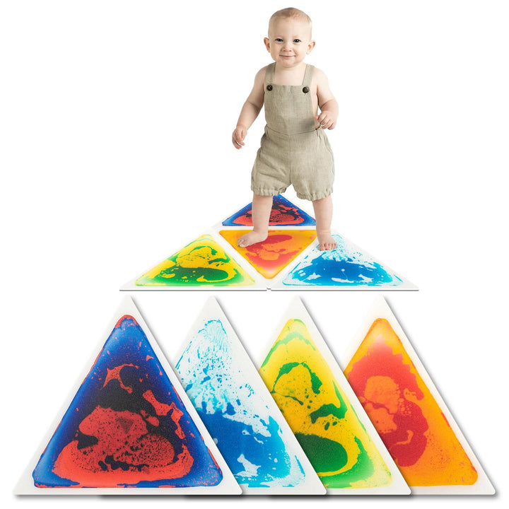 Art3d 4 Stück Flüssige Bodenfliesen Bunte Flüssigkeitsfusion sensorische Fliesen Senroy Tanzspielmat