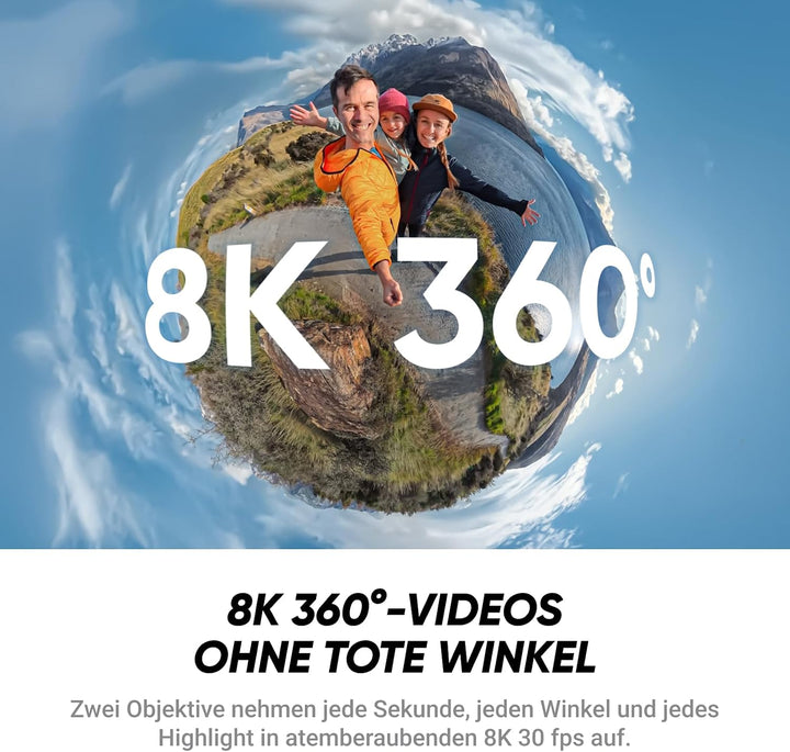 Insta360 X4 Air – 165 g leichte 8K 360 Actionkamera, Unsichtbarer Selfie-Stick, austauschbare Linsen