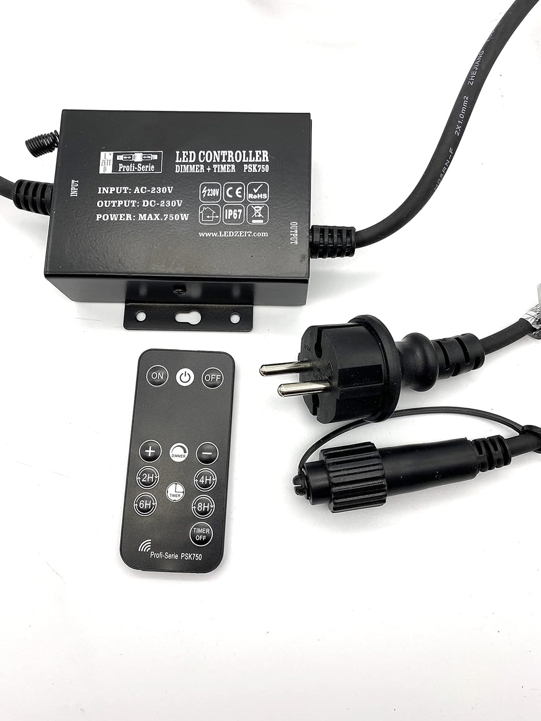 LEDZEIT - Profi Serie - LED Controller mit Netzstecker, Stufenloser Dimmer, Timer, mit Fernbedienung