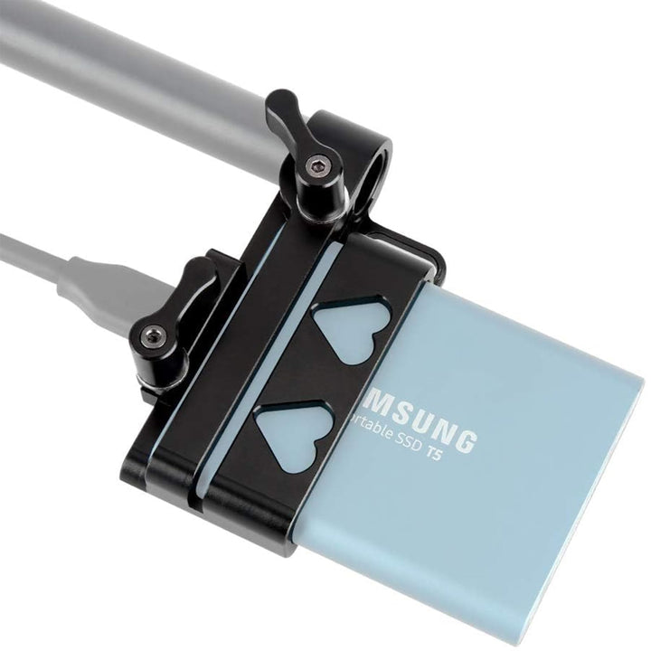 NICEYRIG SSD Mount Bracket SSD Holder für Samsung T5,T5 SSD Halterung für Samsung T5 mit 15mm Rod Cl