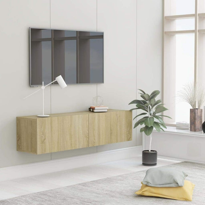 Festnight TV Wandboard Hängend Sonoma Eiche TV-Wandschrank Lowboard Hangend Hängeschränke Hänge TV B