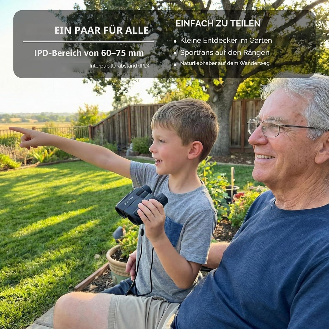 Hontry Fernglas für Erwachsene und Kinder, Kompakt Fernglas 10x25 für Vogelbeobachtung, Theater und