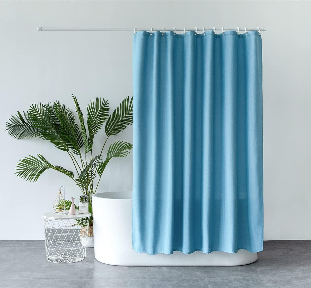 M&W DAS DESIGN Duschvorhang aus schwerem Textil Gewebe Leinenoptik schwere Qualität Schimmelresisten