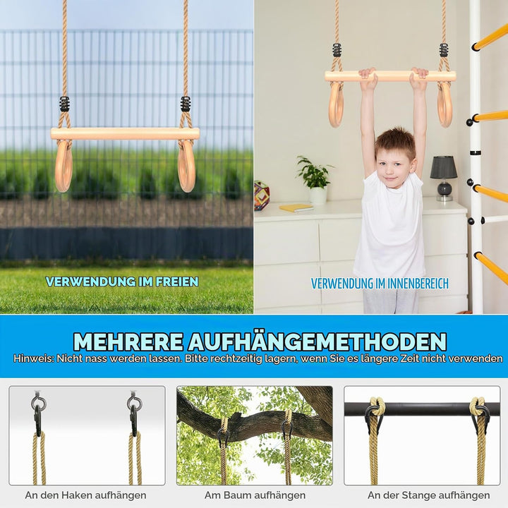 Trapez Schaukel, Trapez Stange Outdoor mit Turnringen Multifunktions Schaukel Kinder mit Verstellbar
