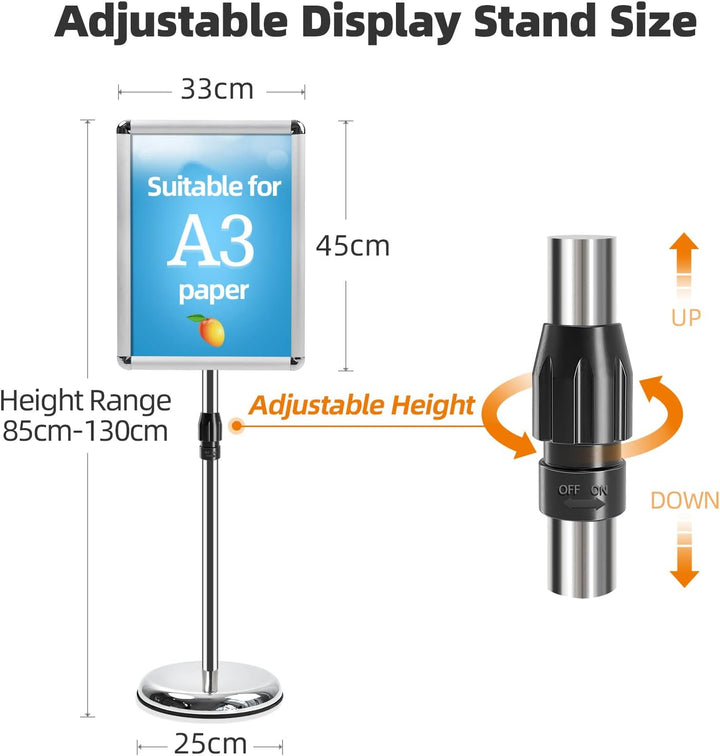 VAIIGO A3 Infoständer Höhenverstellbar Aluminium DIN A3 Plakatständer Informationsständer Präsentati