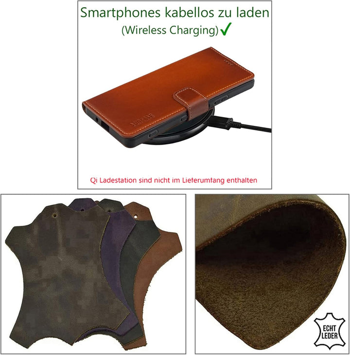 Suncase Book-Style Hülle kompatibel mit Google Pixel 7 5G Leder Tasche (Slim-Fit) Lederhülle Handyta