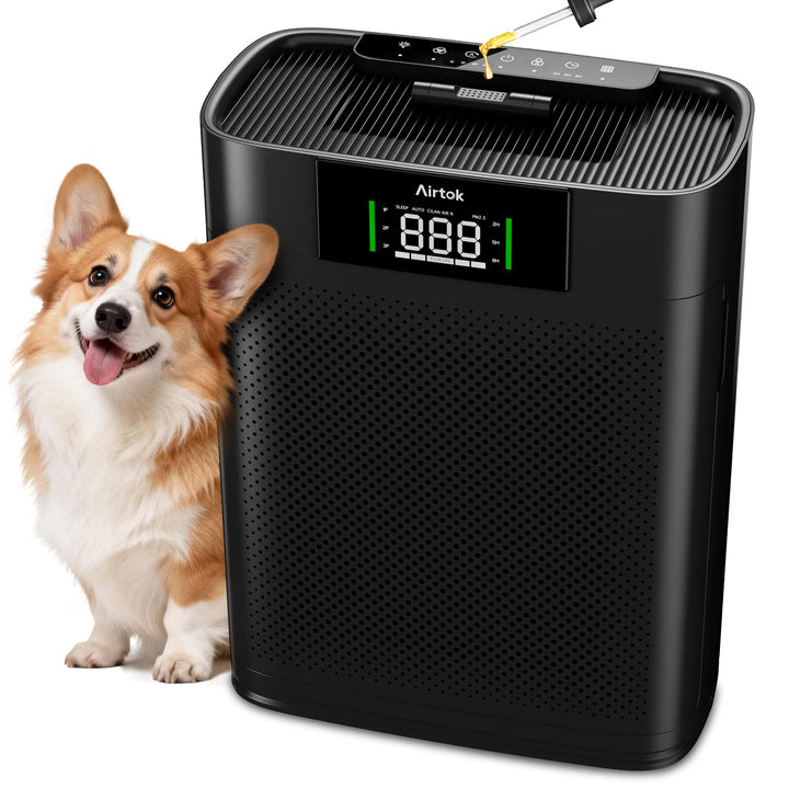 AIRTOK Luftreiniger, Luftreiniger Allergiker mit PM 2.5 Luft Qualitäts Monitor, HEPA Schlafmodus, Ar