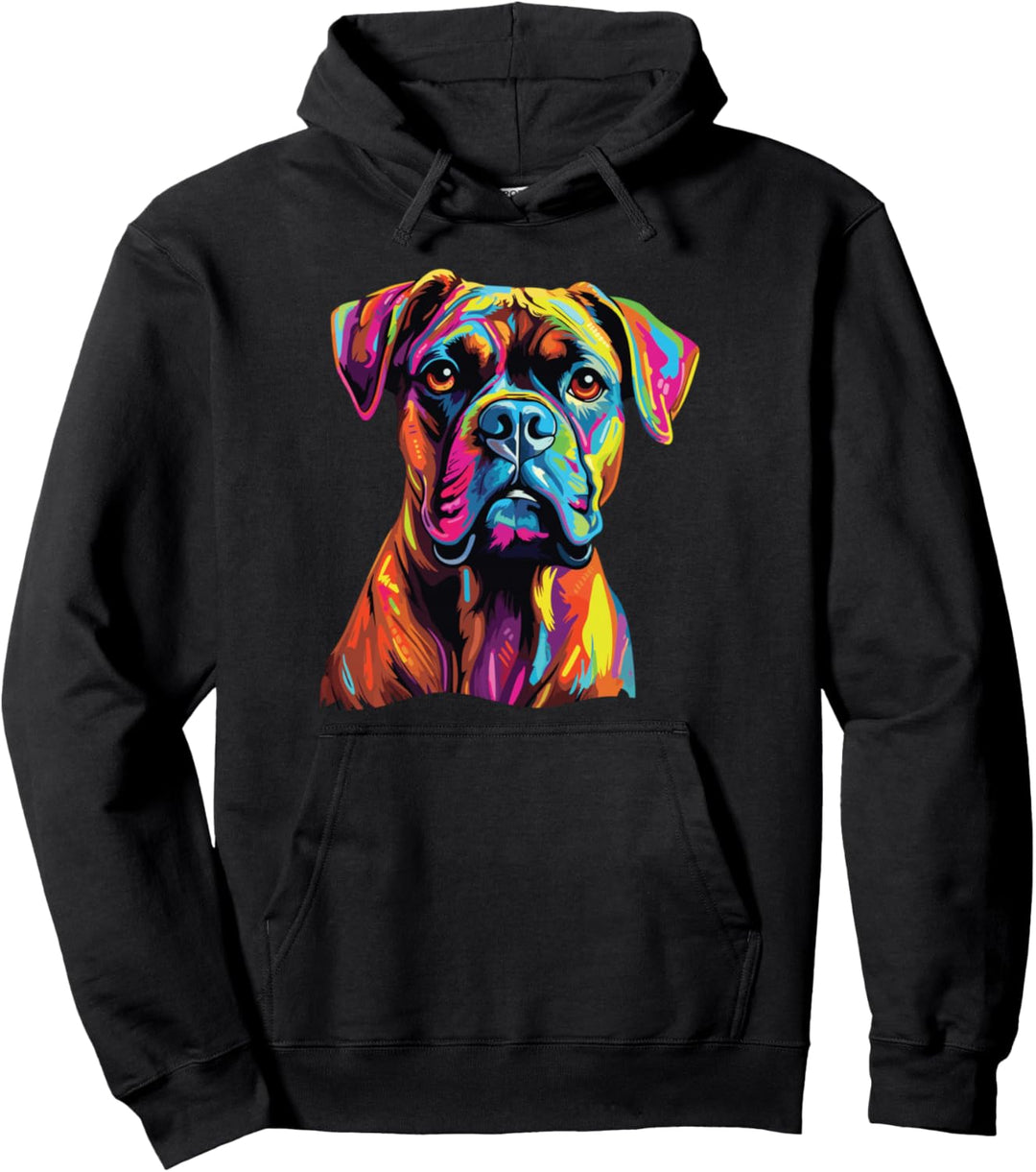 Wasserfarben Farbenfroher Boxer Hunde Pullover Hoodie