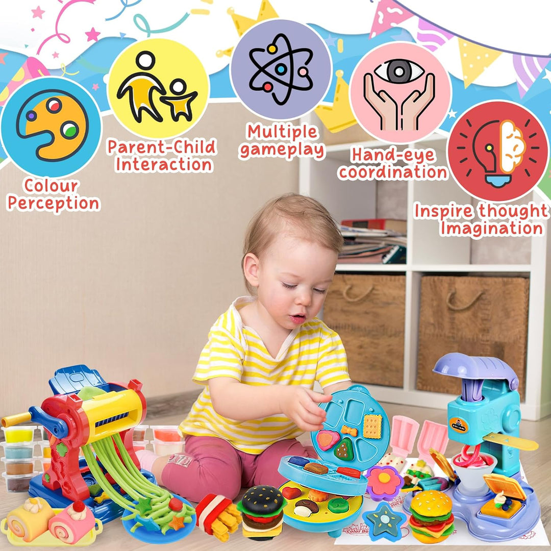 Knete Set Knetwerkzeug für Kinder, Knete Dough Set für Kinder,Kitchen Creations Eismaschine Burgerma