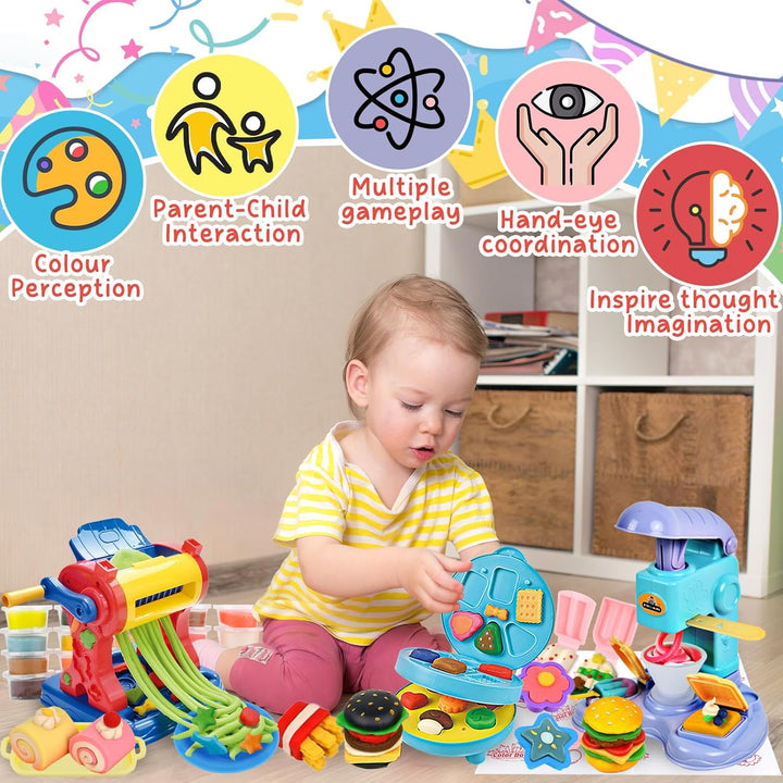 Knete Set Knetwerkzeug für Kinder, Knete Dough Set für Kinder,Kitchen Creations Eismaschine Burgerma
