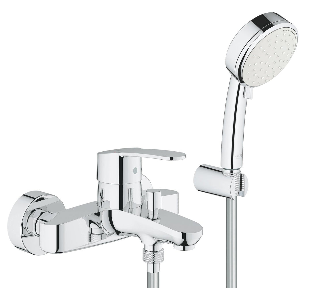 GROHE Eurostyle Cosmopolitan - Einhand-Wannenbatterie (mit Brausegarnitur, Wandmontage, automatische