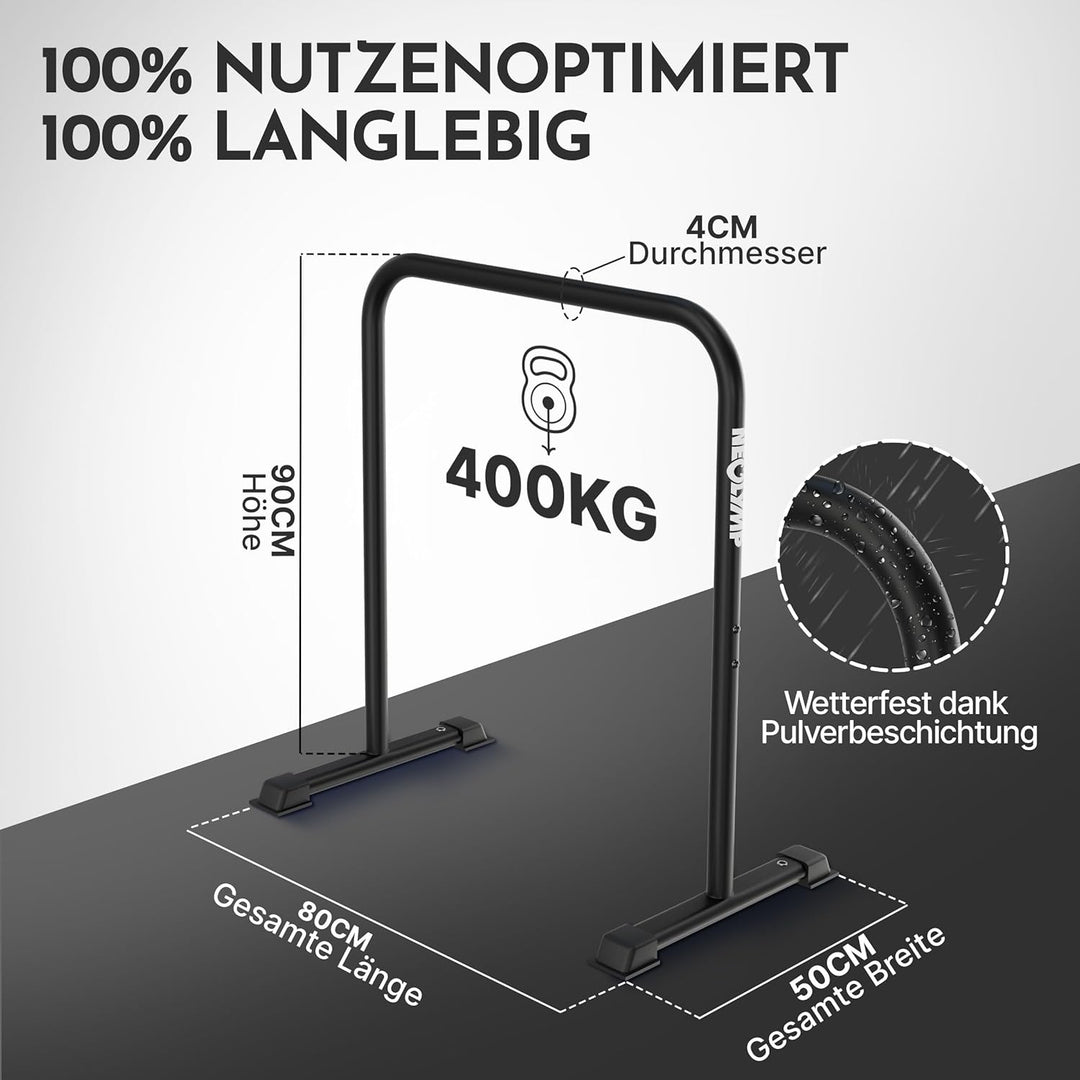 NEOLYMP Dip Barren Calisthenics Equipment – 400kg belastbare Dip Station mit E-Book - verstellbare B