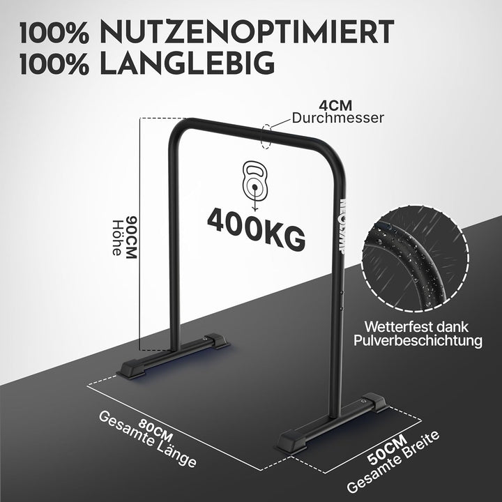 NEOLYMP Dip Barren Calisthenics Equipment – 400kg belastbare Dip Station mit E-Book - verstellbare B