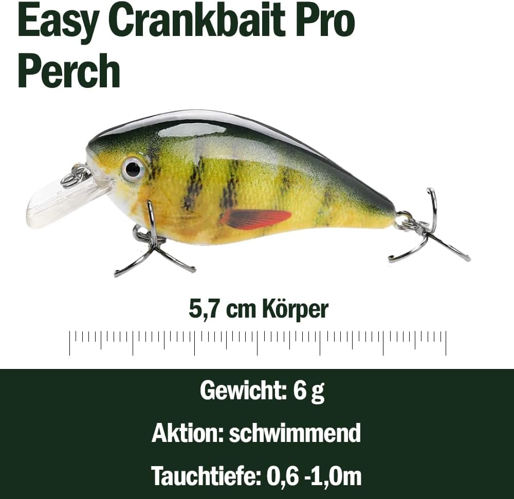 Crankbait 5er Set für Barsch, Hecht & Zander, 6g I 5,7cm schwimmend, Kunstköder Set für Spinnfischen