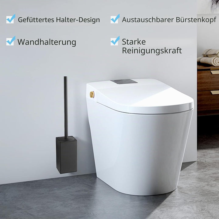 bgl Wandhalterung für WC-Bürste aus 304 Edelstahl, quadratisch Schwarz