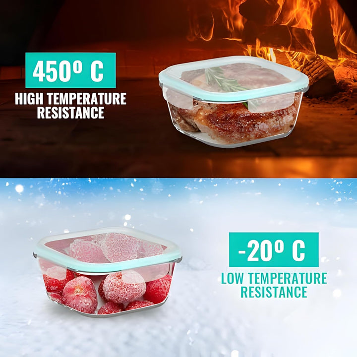 edihome, Glasbehälter Mit Deckel, 14 Stück (7 Behälter + 7 Deckel), Frischhaltedosen, Vorratsdosen S