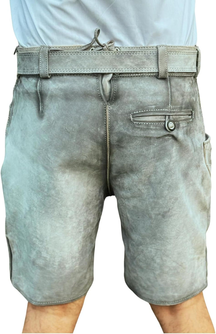 Lederhose Herren Oktoberfest Lederhose, traditionelle Wildbock Lederhose,Kurze Bayrische Trachtenhos