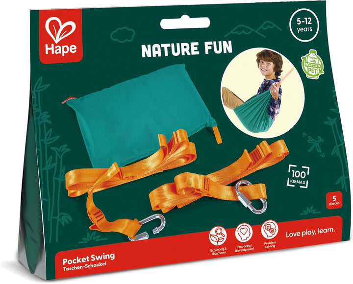 Hape Nature Fun Taschen Schaukel mit Aufbewahrungstasche, bis 100 kg, ab 5 Jahre