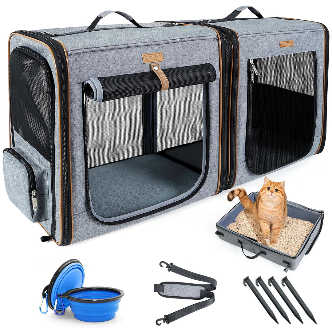 Lekeinchi 2-in-1 Hundebox Transportbox Katze für Mittelgrosses Haustier, Faltbare Katzentransportbox
