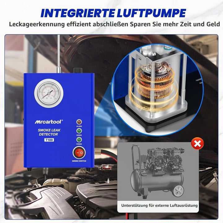 MRCARTOOL Nebelmaschine KFZ Rauchmaschine Lecksuchgerät mit Druckanzeige, EVAP Kraftstofflecks Detek