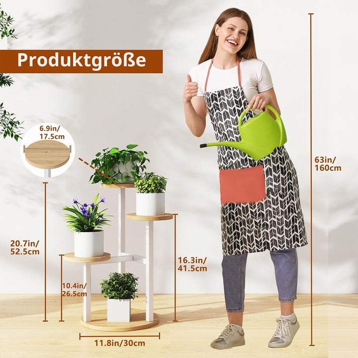 IBUYKE 4 Etagen Holz Pflanzenständer Blumenständer, 52.5cm Hoch Blumenregal Pflanzenregal für Mehrer