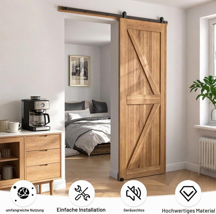 ETIASQSA 182CM/6FT Schiebetürbeschlag Schiebetürsystem Gleitschiene Holzschiebetür Schwarz Beinhalte