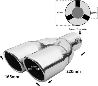 Auspuffblende Doppelrohr Endrohr Edelstahl Auto Endrohrblenden Auspuffendrohr Tuning Universell Scha