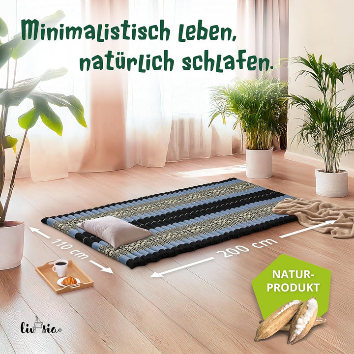 livasia Rollmatte Rollmatratze L-200x110x4,5cm, Gästebett Gästematratze 1 Person, Reisebett Kofferra