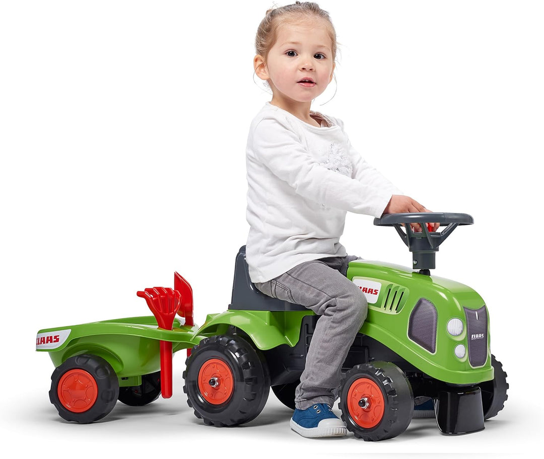 Falk - Traktor Claas mit Anhänger – ab 12 Monaten Schaufel und Rechen inklusive – 2 Personalisierung