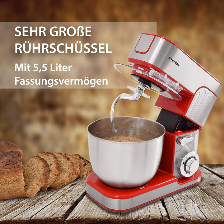 Syntrox Germany leistungsstarke Küchenmaschine Knetmaschine Mixer mit Fleischwolf in zeitlosem Desig