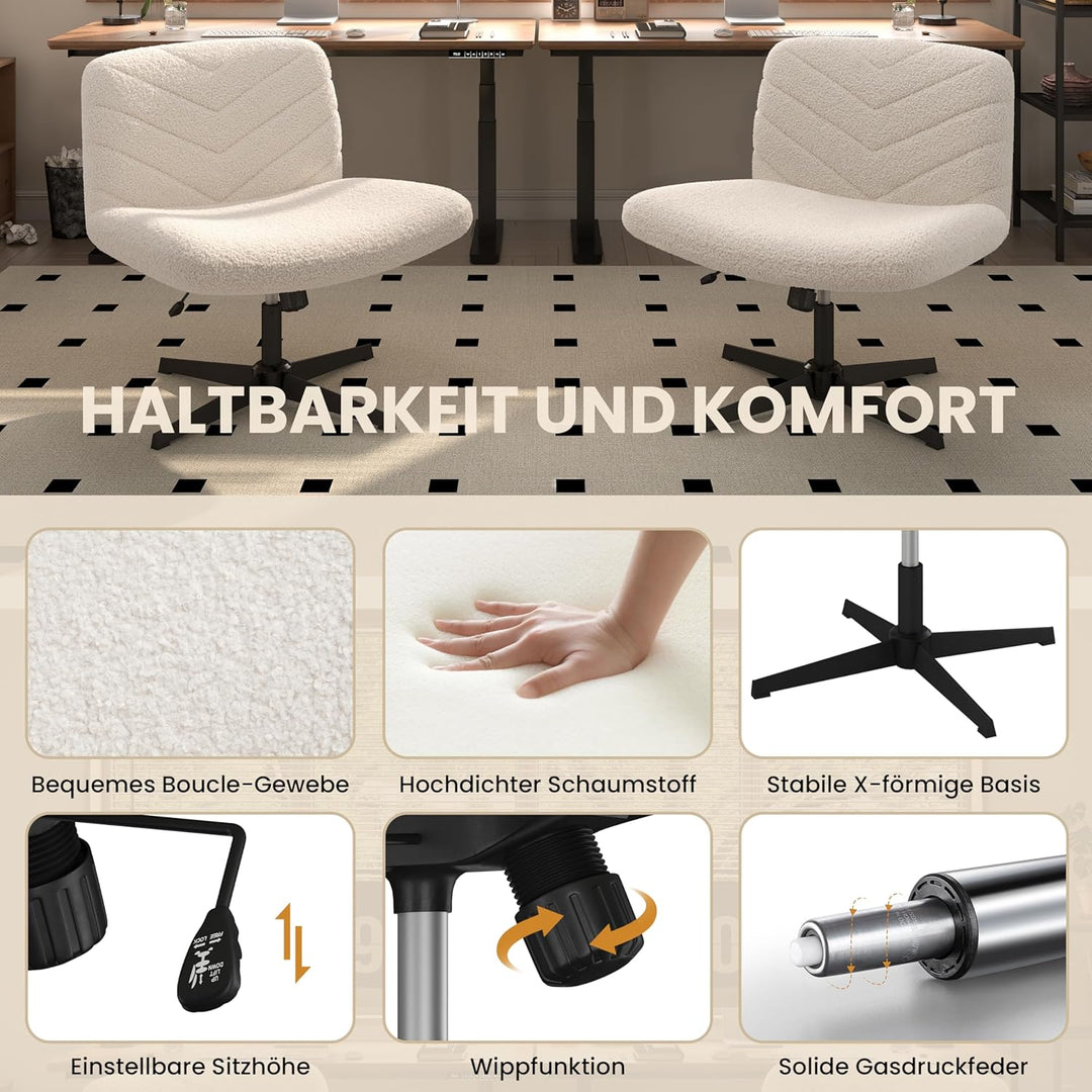 Yaheetech Bürostuhl, Ergonomischer Schreibtischstuhl mit breitem Sitzkissen, Höhenverstellbar Drehst