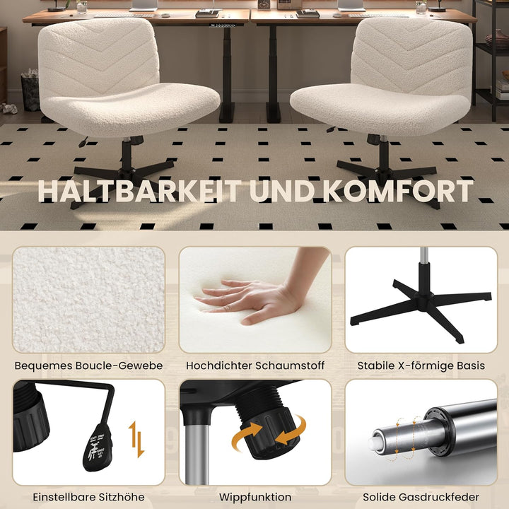 Yaheetech Bürostuhl, Ergonomischer Schreibtischstuhl mit breitem Sitzkissen, Höhenverstellbar Drehst