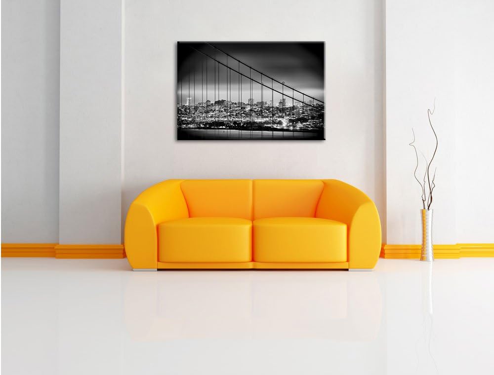 Pixxprint San Francisco Skyline / 100x70cm Leinwandbild bespannt auf Holzrahmen/Wandbild Kunstdruck