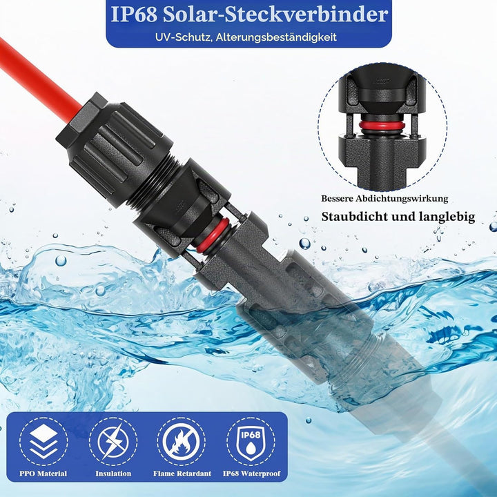 Solar Crimpzange Set für 2.5/4/6mm² PV Kabel, mit 1 MC4 Crimpzangen, 12 Paar Kabelstecker, 12 Paar M