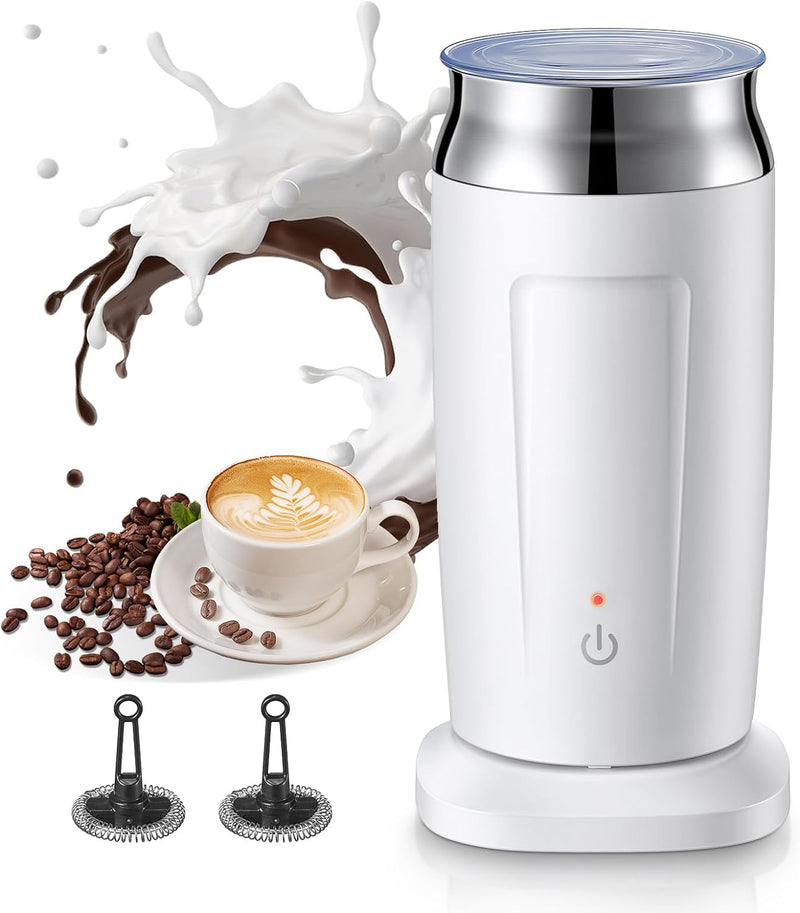 HOUSNAT Milchaufschäumer Elektrisch 4-in-1 Milchschäumer für Heisser und Kalter Milchschaum, 2 Rotor