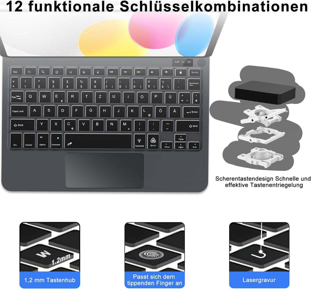 IVEOPPE Magic Keyboard für iPad A16 11. Generation & 10 Gen (2025), Magnetische Freischwebende Desig