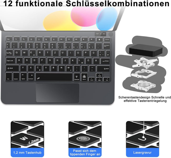 IVEOPPE Magic Keyboard für iPad A16 11. Generation & 10 Gen (2025), Magnetische Freischwebende Desig