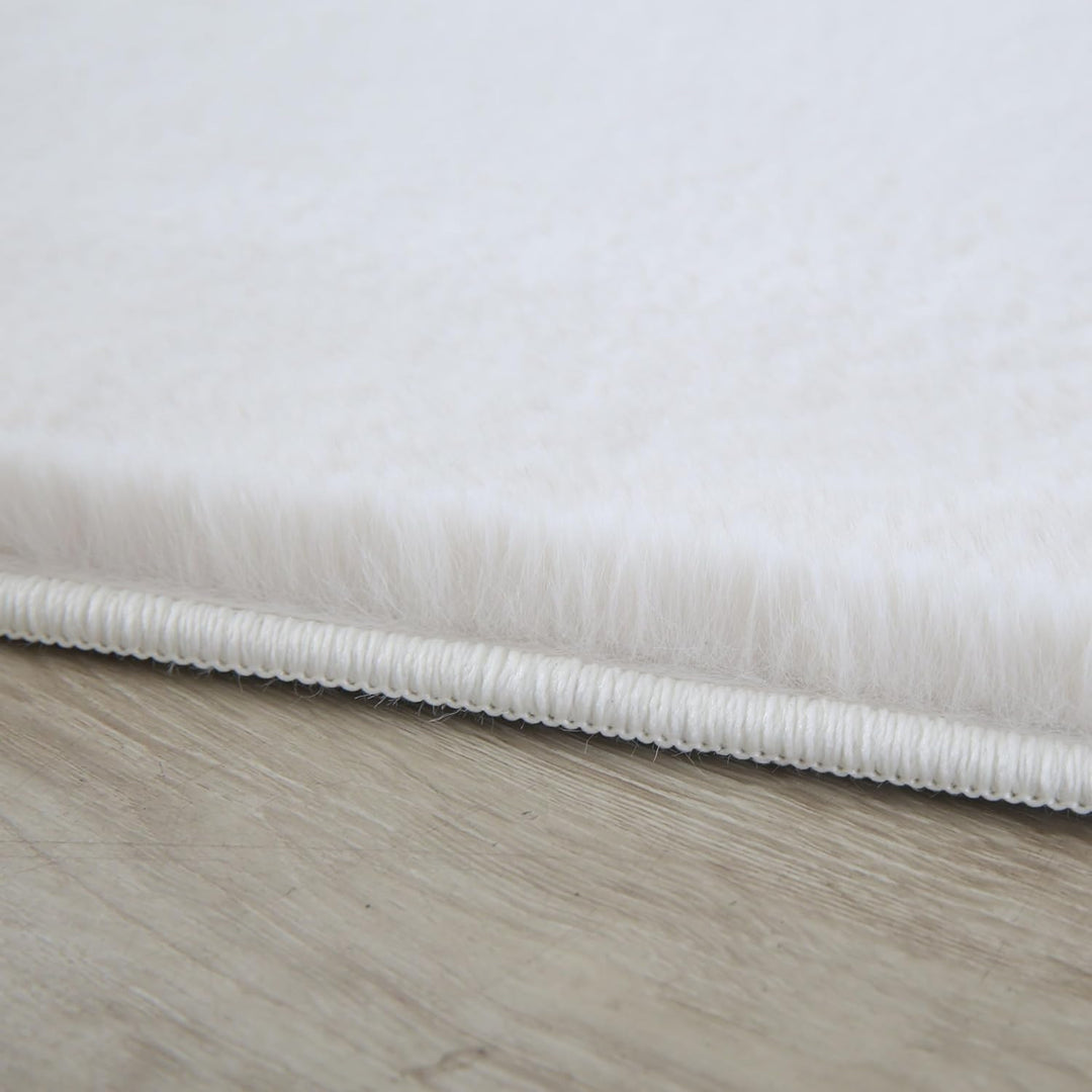 Weicher Hochflor Rund Teppich Wohnzimme Waschbarer Teppich im modernen Stil Unicolor & Einfarbig Tep