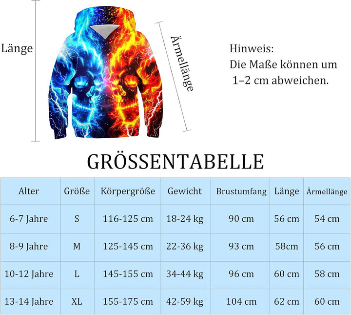 TUONROAD 3D Hoodie Kinder Jungen Mädchen Lustig Kapuzenpullover Langarm Sweatshirt Pullover 6-14 Jah