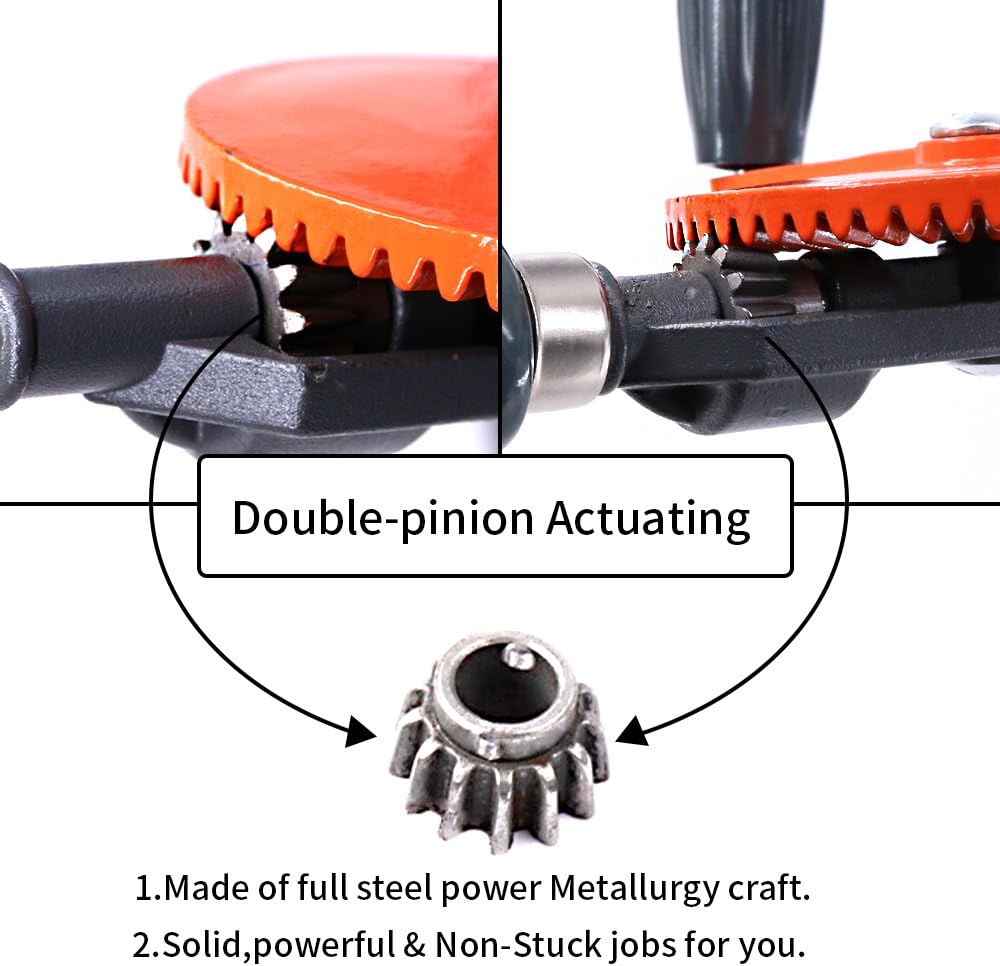 Swpeet 1/4 Zoll (0.6-6mm) Handbohrmaschine mit 13 Stahlbohrern (40–98 mm),Leistungsstark Spannfutter