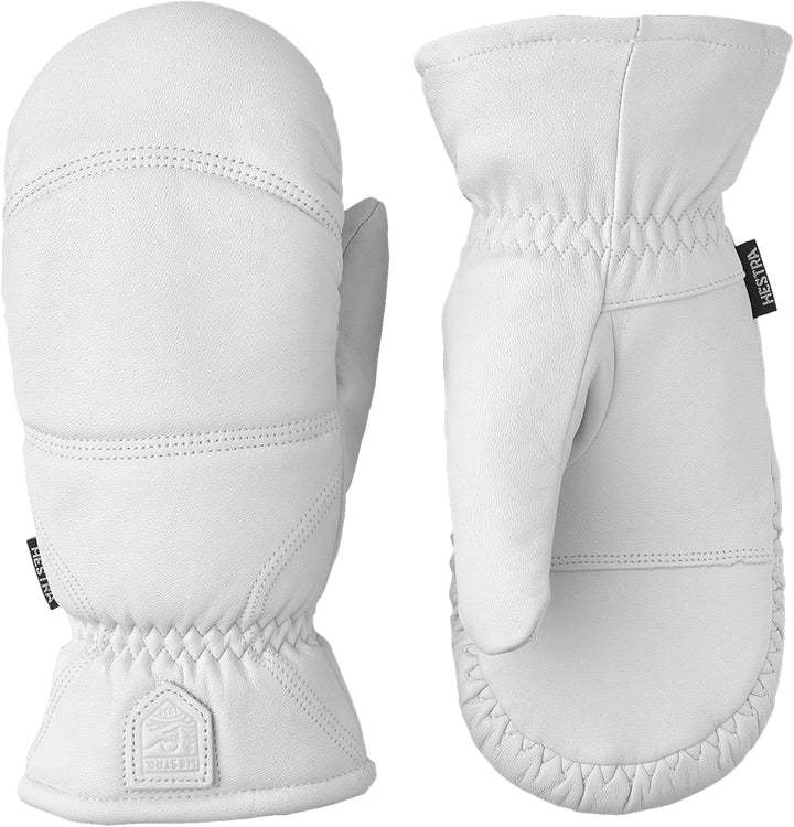 Hestra Winter-Skihandschuhe: Herren und Damen Leder-Box-Fäustlinge für kaltes Wetter gebrochenes wei