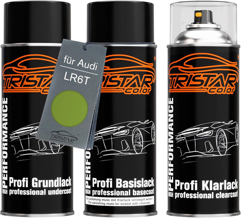 TRISTARcolor Autolack Spraydosen Set für Audi LR6T Viperngrün Metallic/Bright Viper Green Metallic G