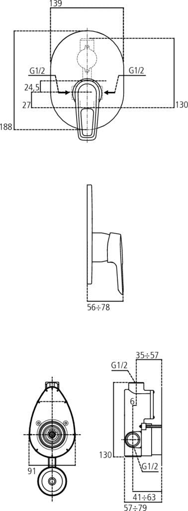 Ideal Standard a6665aa Aussenseite Mischbatterie Dusche Ceramix